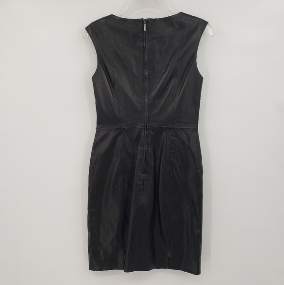 VAKKO Black Lamb Leather Dress With Lace Insert Front Panel - Picture 4 of 13